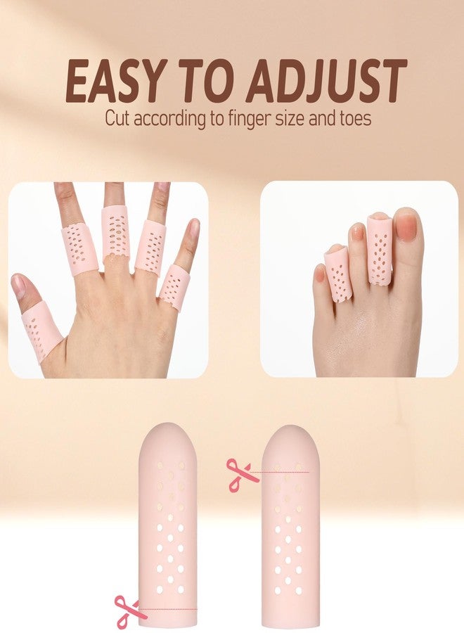 Gtziqa 12 Pcs Gel Finger Cots with Air Holes, Breathable Silicone Finger Protectors Fingers Gloves Covers Bandages Thumb Nail Tips Protector Caps for Wound Healing Cracking Arthritis Toe Fingers Pain Relief - Image 4
